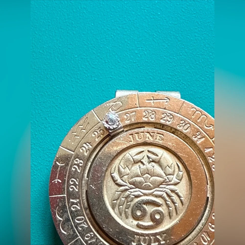 Vintage 70’s Pierre Cardin Gold Plated Zodiac Money Clip with Diamond